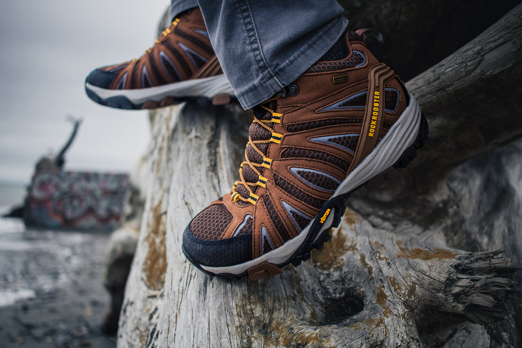ROCKROOSTER Bedrock Brown 6 Inch Waterproof Hiking Boots with VIBRAM® Outsole OT21062 - Rock Rooster Footwear Inc