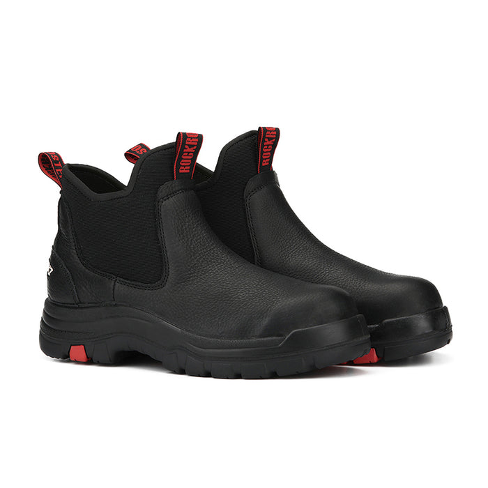 ROCKROOSTER Bakken 6 inch Steel Toe Black Leather Waterproof Work Boots AK323 - Rock Rooster Footwear Inc