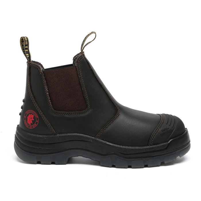 ROCKROOSTER Bakken Dark Brown 6 inch Pull on Leather Work Boots AK229 - Rock Rooster Footwear Inc