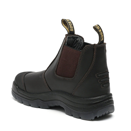 ROCKROOSTER Bakken Dark Brown 6 inch Pull on Leather Work Boots AK229 - Rock Rooster Footwear Inc