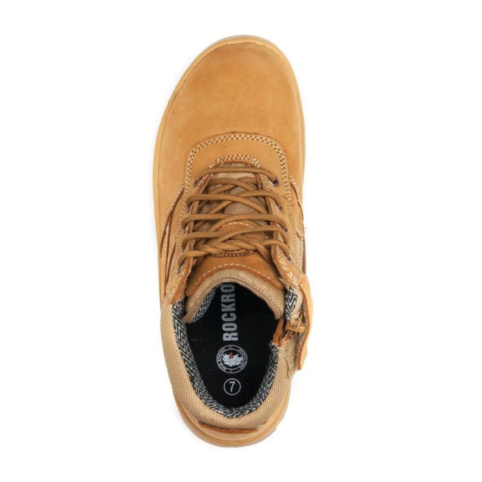 ROCKROOSTER Cortez Tan 6 Inch Zip-sided Steel toecap Leather Work Boots AK050 - Rock Rooster Footwear Inc