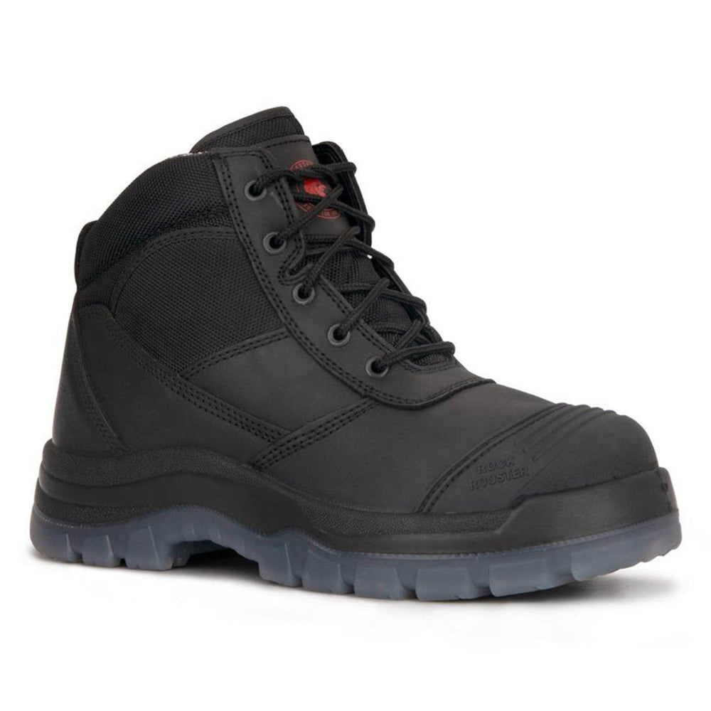 ROCKROOSTER Crisson Black 6 inch Zip sided Steel Toe Leather Work Boots AK050BK - Rock Rooster Footwear Inc