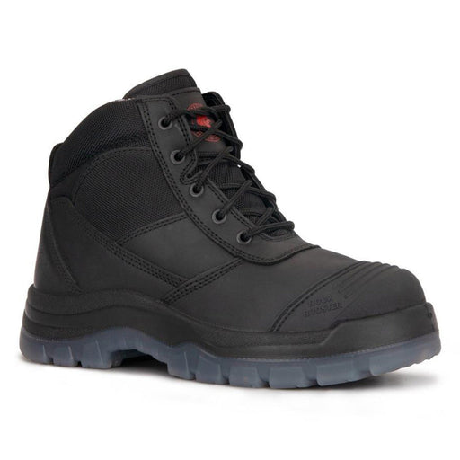 ROCKROOSTER Crisson Black 6 inch Zip sided Steel Toe Leather Work Boots AK050BK - Rock Rooster Footwear Inc