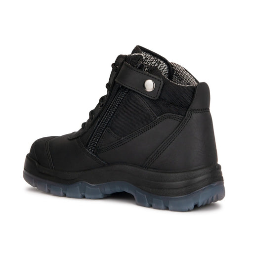 ROCKROOSTER Crisson Black 6 inch Zip sided Steel Toe Leather Work Boots AK050BK - Rock Rooster Footwear Inc
