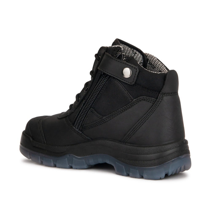 ROCKROOSTER Crisson Black 6 inch Zip sided Steel Toe Leather Work Boots AK050BK - Rock Rooster Footwear Inc