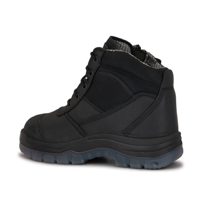 ROCKROOSTER Crisson Black 6 inch Zip sided Steel Toe Leather Work Boots AK050BK - Rock Rooster Footwear Inc