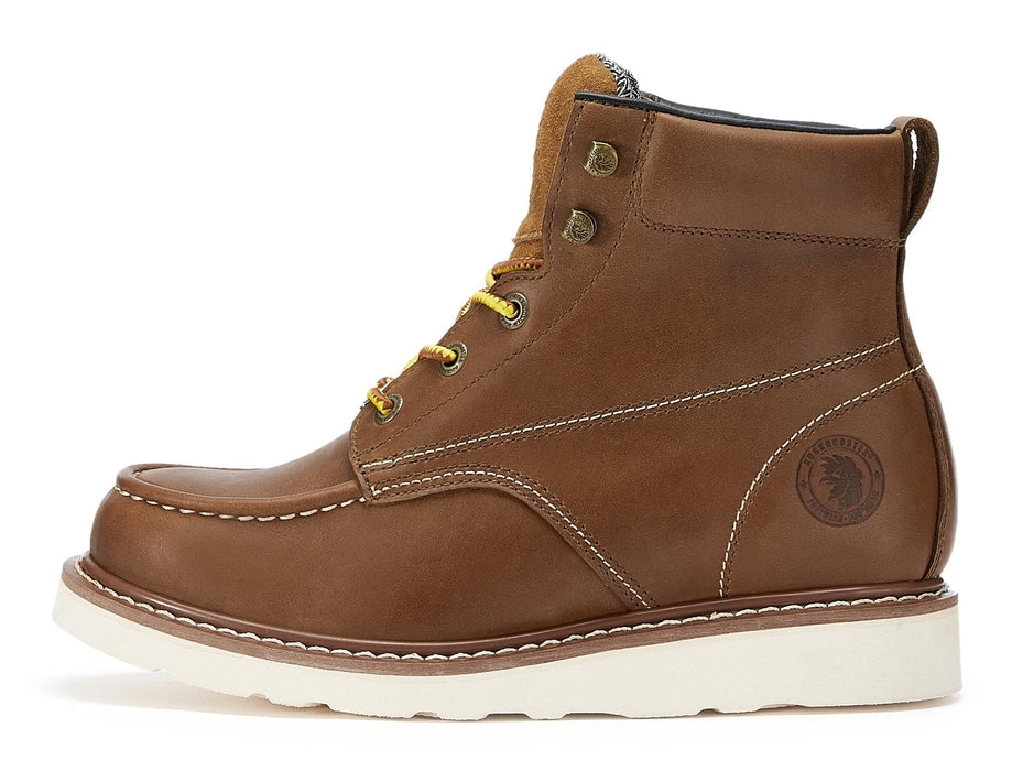 ROCKROOSTER Men's 6 inch Brown steel toe waterproof wedge work boots with Vibram® Outsole VAP858 - Rock Rooster Footwear Inc