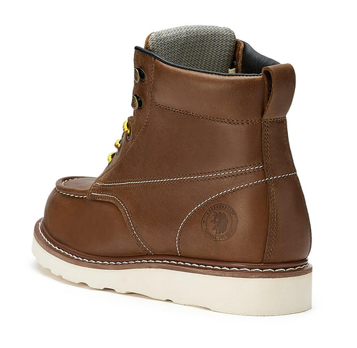 ROCKROOSTER Men's 6 inch Brown steel toe waterproof wedge work boots with Vibram® Outsole VAP858 - Rock Rooster Footwear Inc