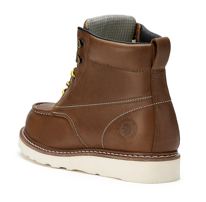 ROCKROOSTER Men's 6 inch Brown steel toe waterproof wedge work boots with Vibram® Outsole VAP858 - Rock Rooster Footwear Inc