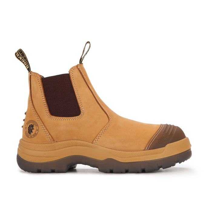 ROCKROOSTER Gammon Tan 6 inch Slip On Leather Work Boots AK222 - Rock Rooster Footwear Inc