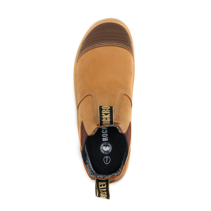 ROCKROOSTER Gammon Tan 6 inch Slip On Leather Work Boots AK222 - Rock Rooster Footwear Inc