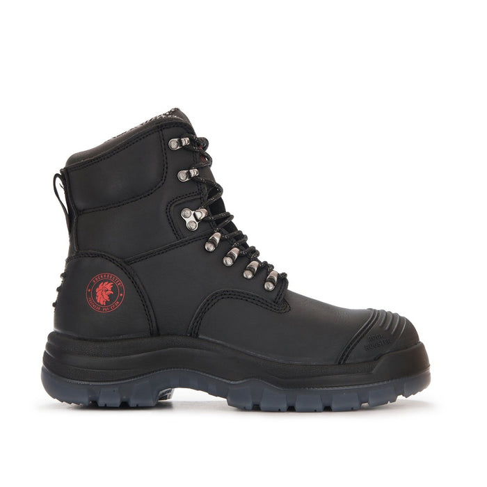 ROCKROOSTER Kensington Black 7 inch Zip-sided Steel Toe Leather Work Boots AK245Z - Rock Rooster Footwear Inc