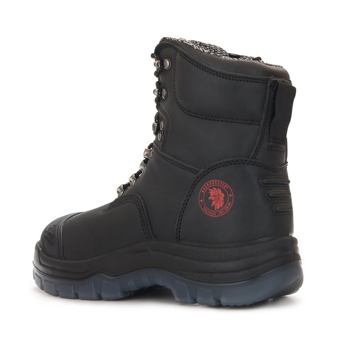 ROCKROOSTER Kensington Black 7 inch Zip-sided Steel Toe Leather Work Boots AK245Z - Rock Rooster Footwear Inc