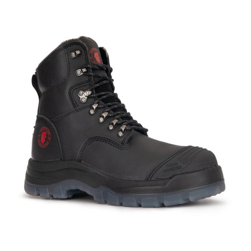 ROCKROOSTER Kensington Black 7 inch Zip-sided Steel Toe Leather Work Boots AK245Z - Rock Rooster Footwear Inc