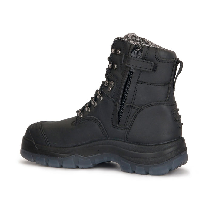 ROCKROOSTER Kensington Black 7 inch Zip-sided Steel Toe Leather Work Boots AK245Z - Rock Rooster Footwear Inc