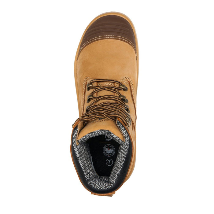 ROCKROOSTER Kimberly Tan 7 inch Zip-sided Steel Toe Leather Work Boots AK232Z - Rock Rooster Footwear Inc