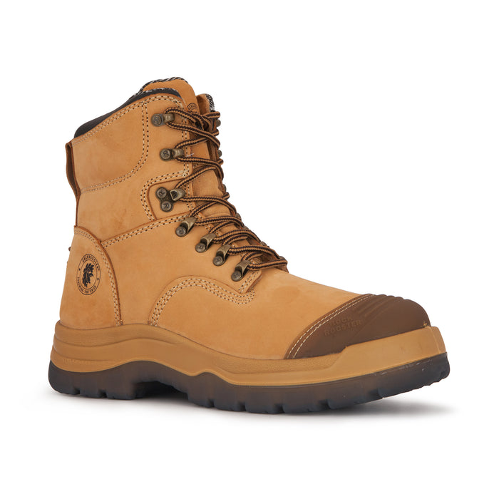 ROCKROOSTER Kimberly Tan 7 inch Zip-sided Steel Toe Leather Work Boots AK232Z - Rock Rooster Footwear Inc