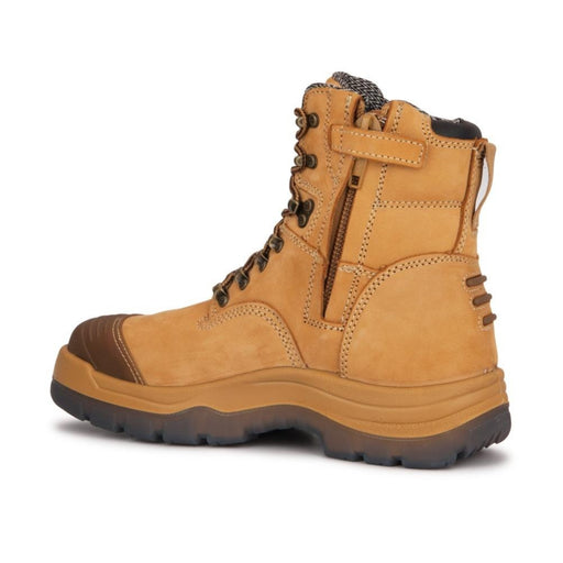 ROCKROOSTER Kimberly Tan 7 inch Zip-sided Steel Toe Leather Work Boots AK232Z - Rock Rooster Footwear Inc