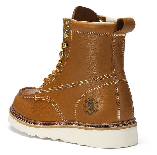 ROCKROOSTER Norwood Men's 6 inch Brown soft toe wedge work boots with Vibram® Outsole VAP611 - Rock Rooster Footwear Inc