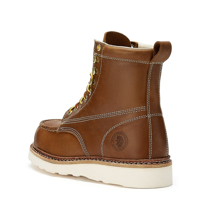 ROCKROOSTER Norwood Men's 6 inch Brown steel toe wedge work boots with Vibram® Outsole VAP621 - Rock Rooster Footwear Inc