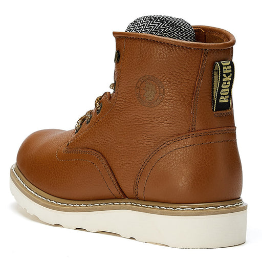ROCKROOSTER Roberta Men's Safety Water Resistant Tan Leather Wedge Work Boots with Vibram® Outsole VAP615 - Rock Rooster Footwear Inc
