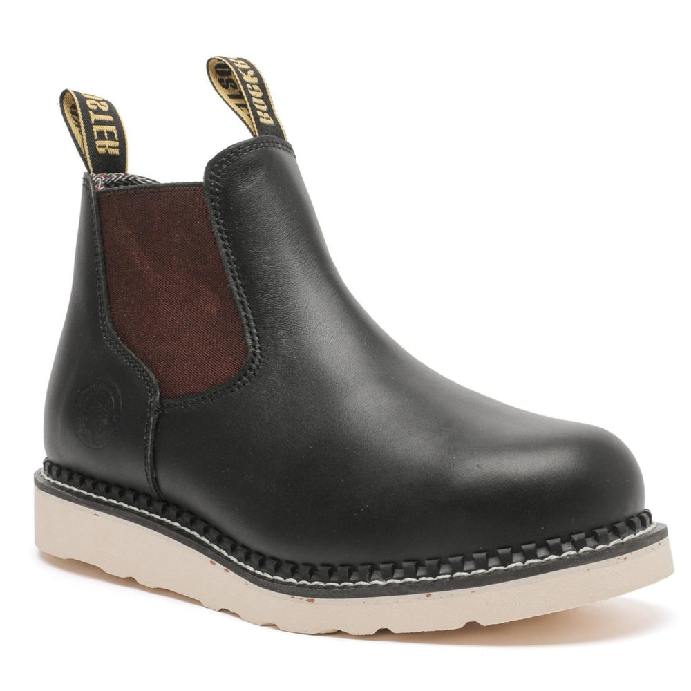 ROCKROOSTER Trinidad Men's 6 inch Black Steel Toe Wedge Work Boots VAP2303 - Rock Rooster Footwear Inc