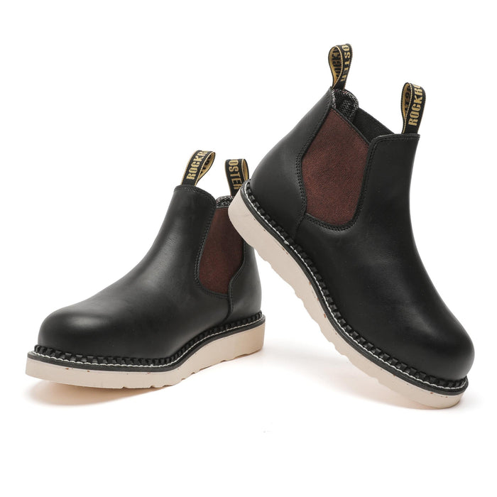 ROCKROOSTER Trinidad Men's 6 inch Black Steel Toe Wedge Work Boots VAP2303 - Rock Rooster Footwear Inc