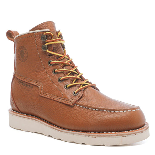 ROCKROOSTER Trinidad Men's 6 inch Brown soft toe wedge work boots VAP2306 - Rock Rooster Footwear Inc