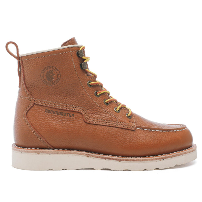 ROCKROOSTER Trinidad Men's 6 inch Brown soft toe wedge work boots VAP2306 - Rock Rooster Footwear Inc