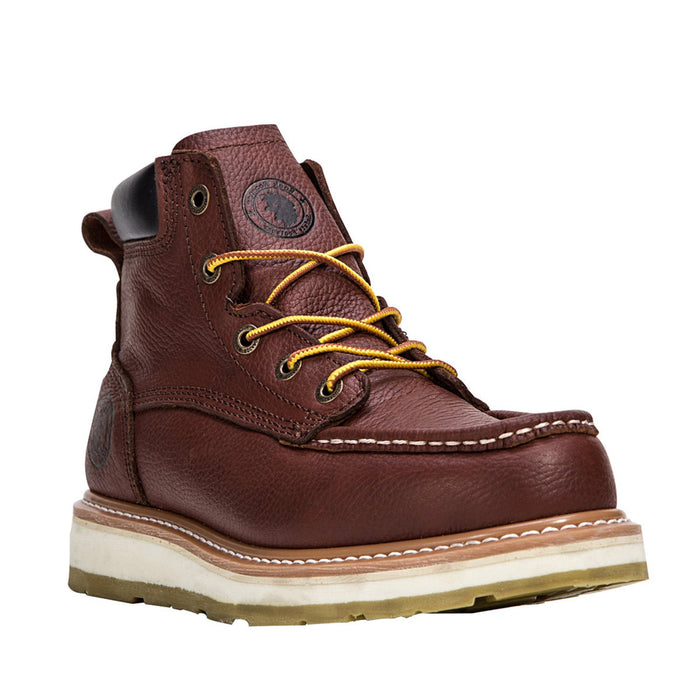 ROCKROOSTER Walker Men's 6 Inch Brown Soft Toe Wedge Work Boots SAP360 - Rock Rooster Footwear Inc