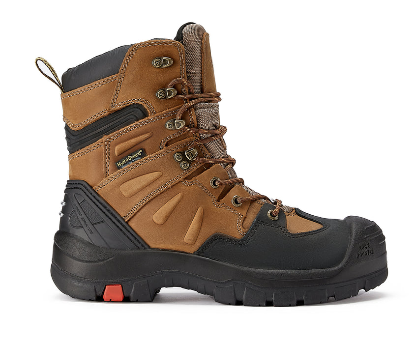 ROCKROOSTER Woodland Men's 8 inch Brown Work Boots, Composite Toe, Slip Resistant, Electrical Hazard Protection, Rubber outsole AK869 - Rock Rooster Footwear Inc