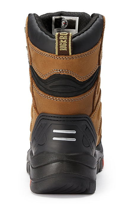 ROCKROOSTER Woodland Men's 8 inch Brown Work Boots, Composite Toe, Slip Resistant, Electrical Hazard Protection, Rubber outsole AK869 - Rock Rooster Footwear Inc